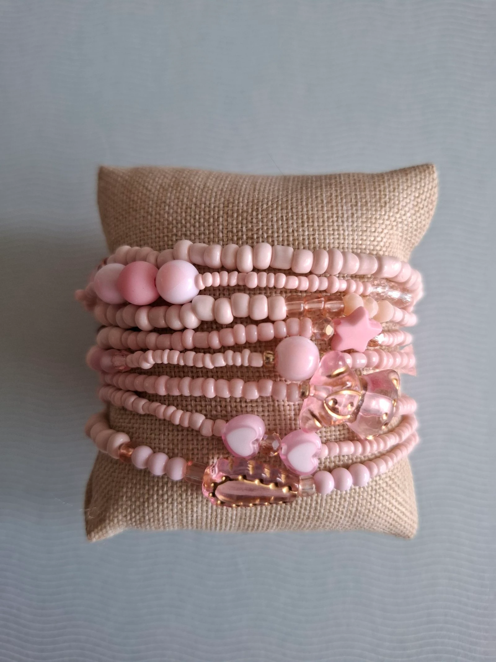 Bracelet/ wikkelarmband lichtroze 2
